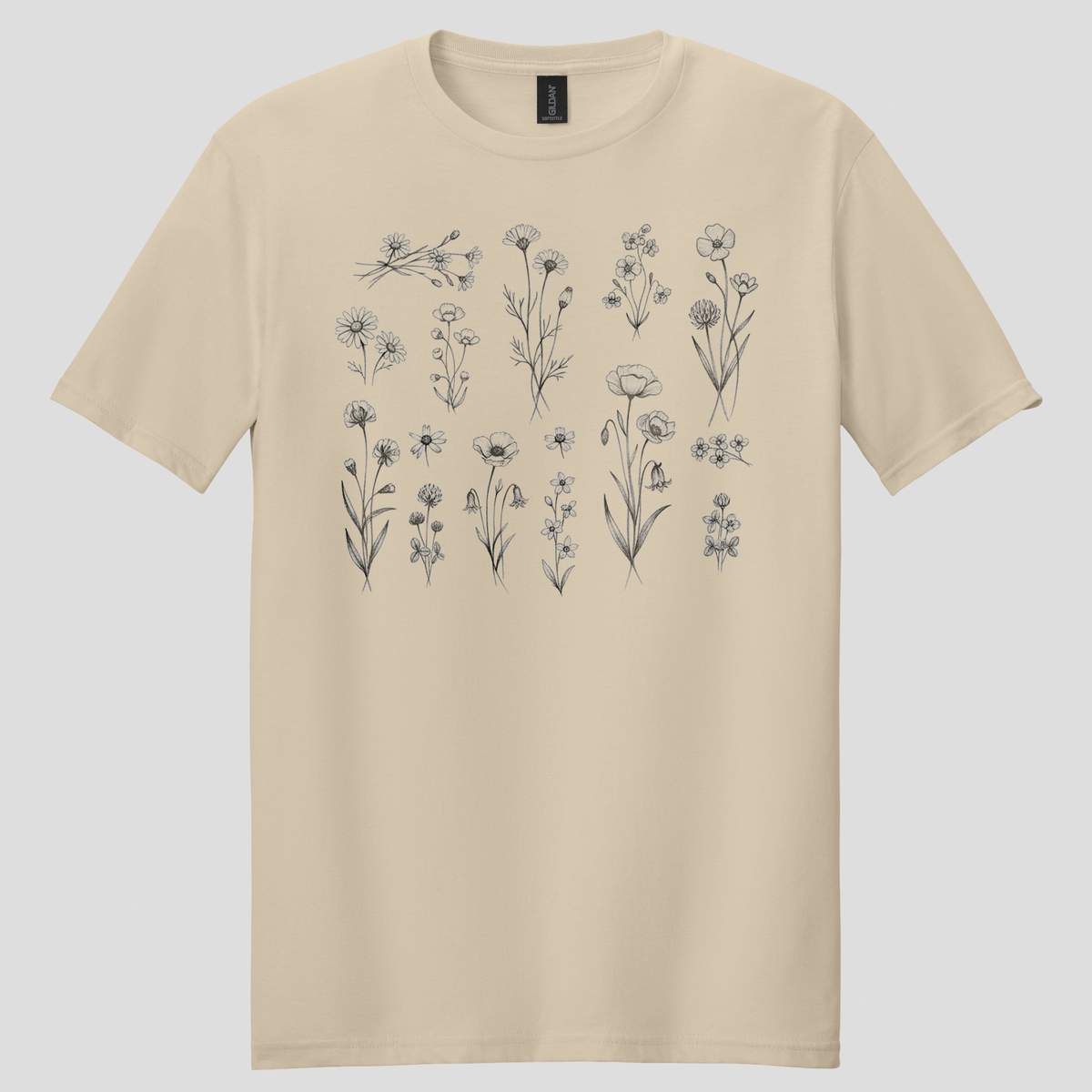 Wildflower Sketch Collage T-Shirt